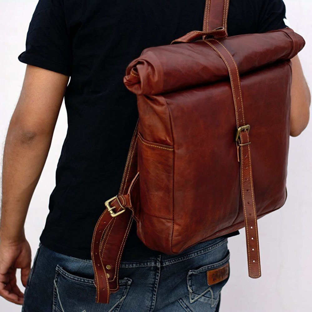 Vintage Leather Macbook Briefcase Leather School Bag Backpack Rucksack ...